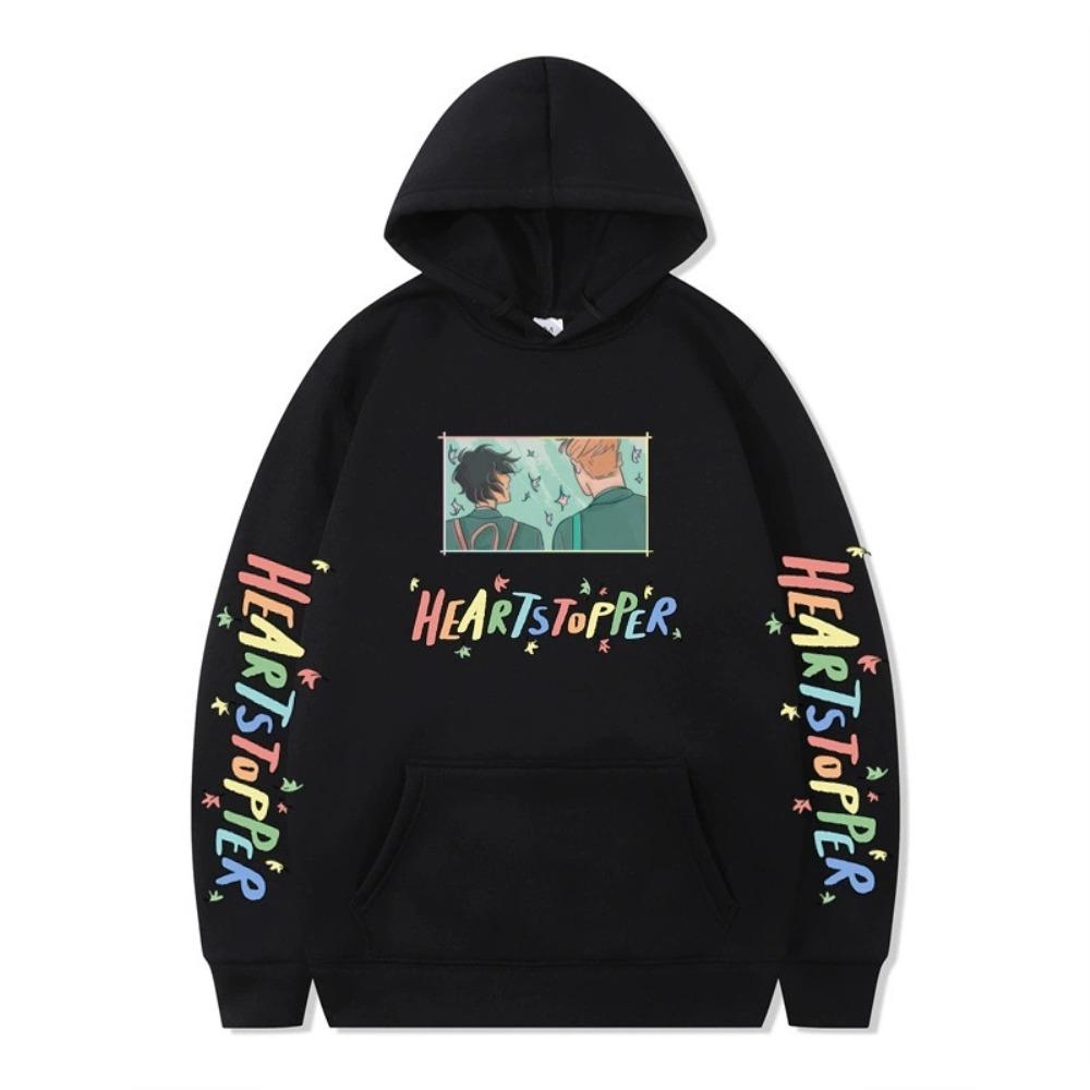 Heartstopper Hoodie Sweatshirt for Womens Mens Nick and Charlie Hoodie Sweatshirt Cool Unisex Hooded XS чёрный