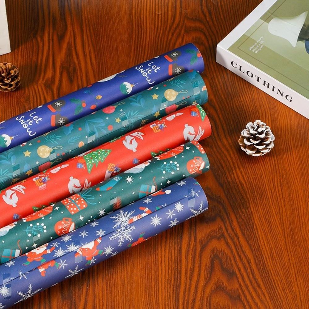 5PCS Festive Printed Christmas Wrapping Paper Gift Wrap Sheet Holiday Craft Supplies