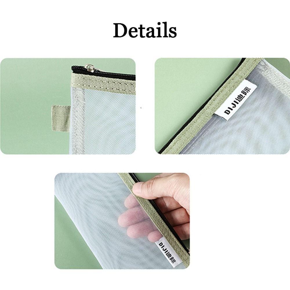 Cosmetic Bag Small Wallet Mesh Storage Bags Transparent File Bag Grid Pencil Bag Stationery Bag