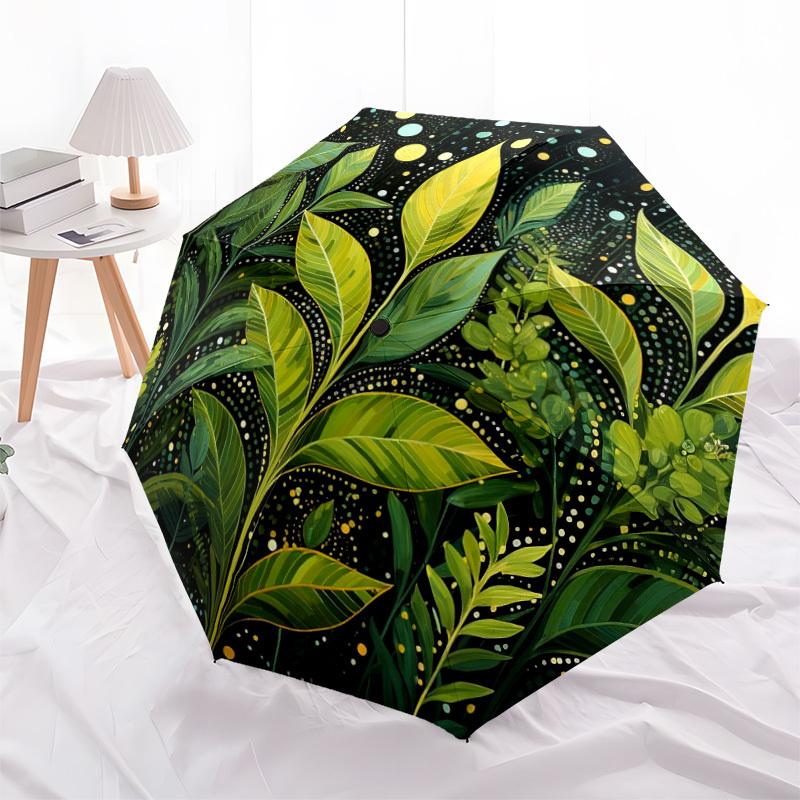 1pc Nature Plants Automatic Open/close Umbrella, 8-Rib Sturdy Structure, Auto Folding/Opening, Portable Travel Umbrella for Women,060