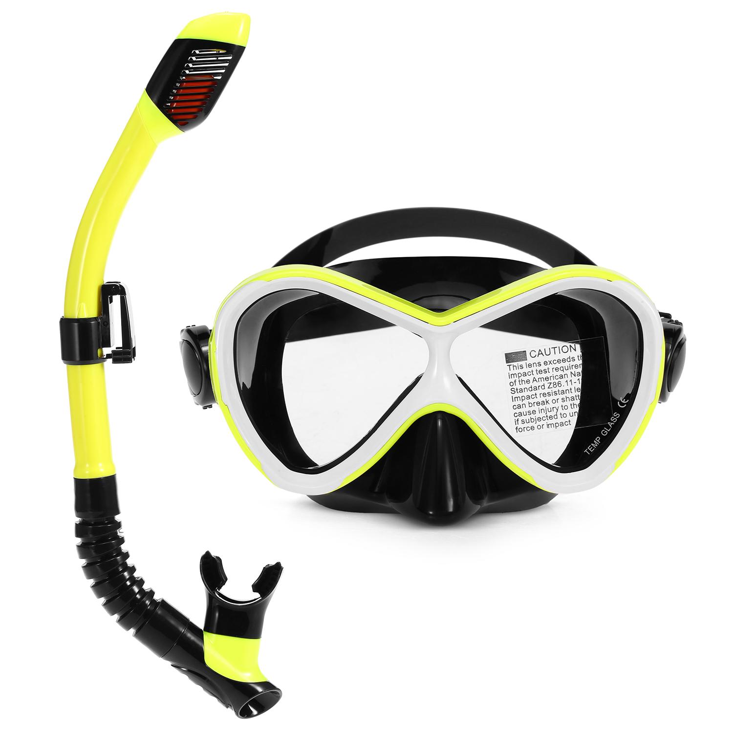Kids Professional Swimming Goggles with Dry Snorkel Tube Set Anti-fog Goggles for Scuba Snorkel Children Diving Equipment жёлтый