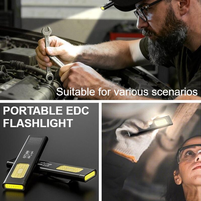 Magnetic Work Light 5 Light Modes 37g Ultra Lightweight EDC Portable Clip On Flashlight for Outdoor Repair with Silicone Switch