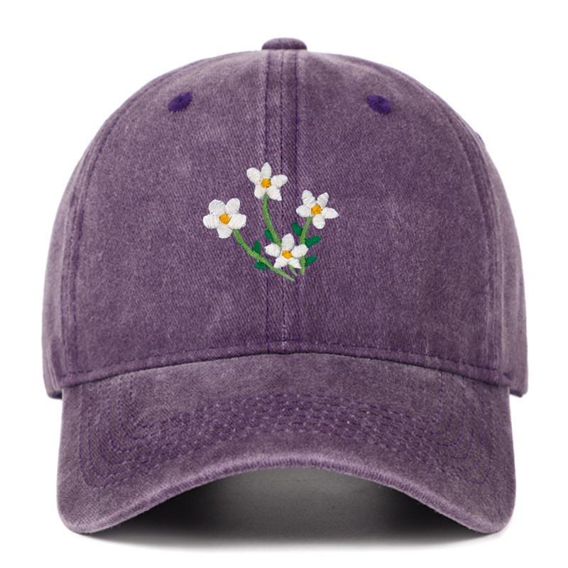 Floral Embroidered Baseball Cap With Curved Brim For Casual Style