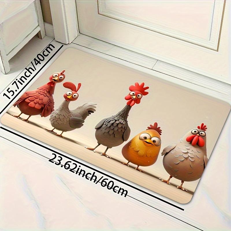1pc Fun Cartoon Chicken Non-Slip Kitchen Mat - Machine Washable, Indoor/Outdoor Rug for Dining Bathroom Decor
