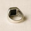 Black Onyx Signet Ring, Handmade 925 Sterling Silver Jewelry, Square Cut Gemstone Ring, Heavy Mens Ring