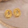 Stainless Steel Metal Oval Line Stud Earrings For Women Exaggerated Gold Color Geometric Earrings Jewelry Accessories