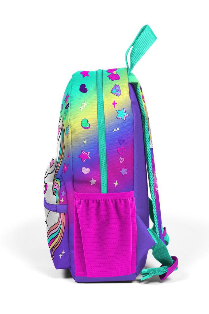 Minik Yuva Rucksack Lavendel Wassergrün Einhorn gemustert zwei Fächer 23529