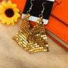 Shine Mesh Tassel Earring Rose Gold Glitter Dangling Pendant Earrings Metal Sequins Earrings  Gift