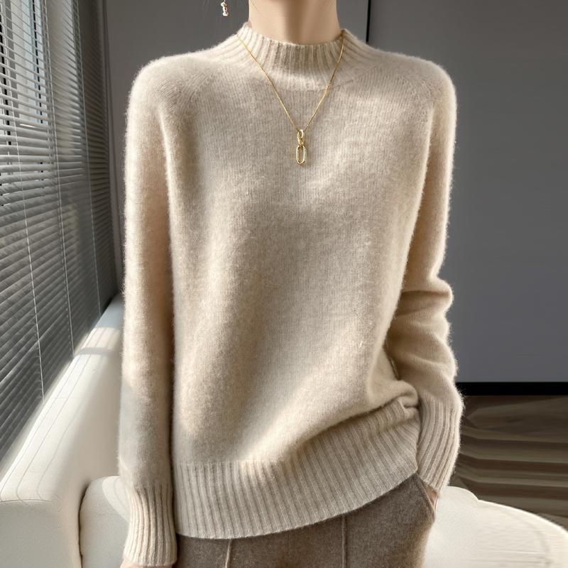 Women's Cashmere Sweater Qinghe Cashmere 30% Cashmere 70% Wool Autumn and Winter Pullover Warm and Fashionable