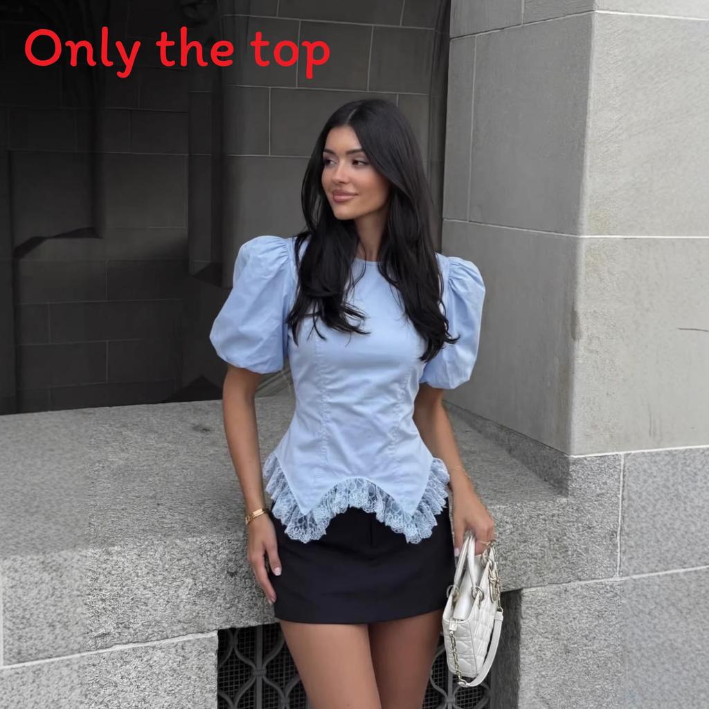 Casual Puff Sleeve Top For Women With Polyester Fabric For Daily Wear