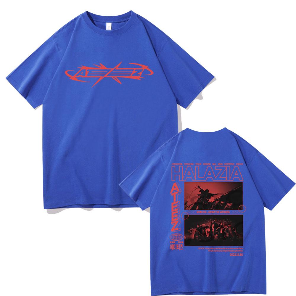 Ateez Band Double Sided Print Tshirt Male Casual Oversized Tshirt Unisex Women Korean Fashion Trend Tshirts Streetwear Fans Gift