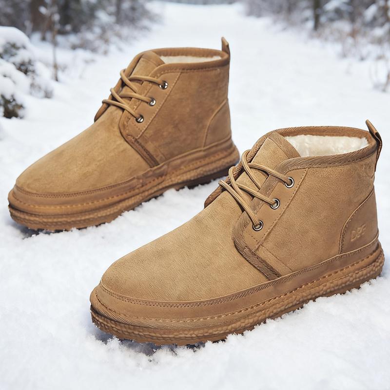 Winter Men's Short Boots Warm Stylish Casual Outdoor Ski-Ready Fleece-Lined Insulated Cotton Shoes Men's Short Boots Versatile