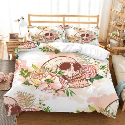 3D Skull Printing Duvet Cover Set Skull Pattern Bedspread Luxury Quilt Cover Bed Set with Pillowcase Man Single Size Bed Clothes