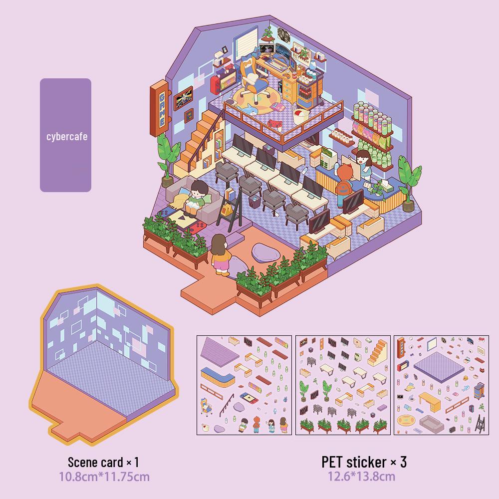 Micro Ink 3D Cartoon Decompression Stickers for DIY Miniature Scene Journals