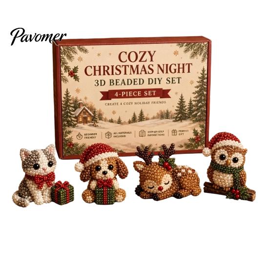 Creative Diy Arts And Crafts 3D Beaded DIY Kit, Lifelike Christmas Animal Beading Craft Set, Easy Kit for Beginners Handmade Embroidery Kids