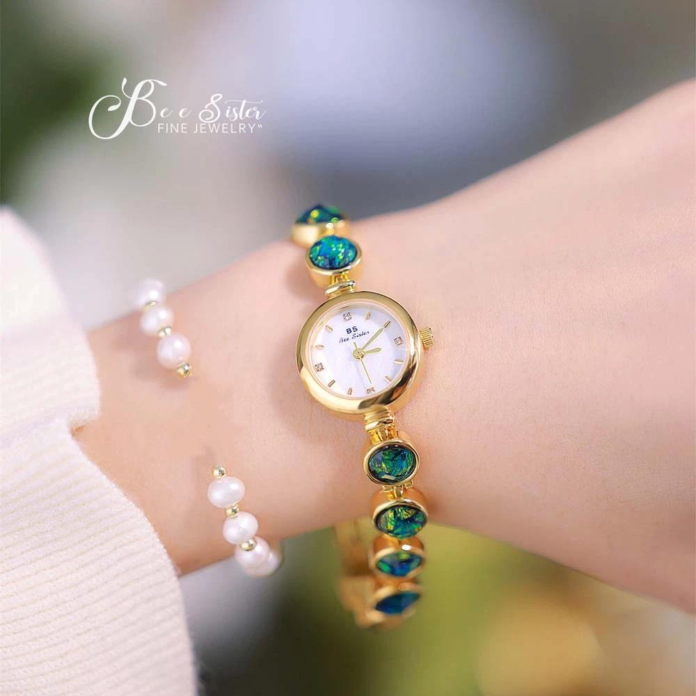 BS New Women's  Watch Link Bracelet Iridescent Raw Stone INS Style Malachite Color-Shifting Design Gift for Lady