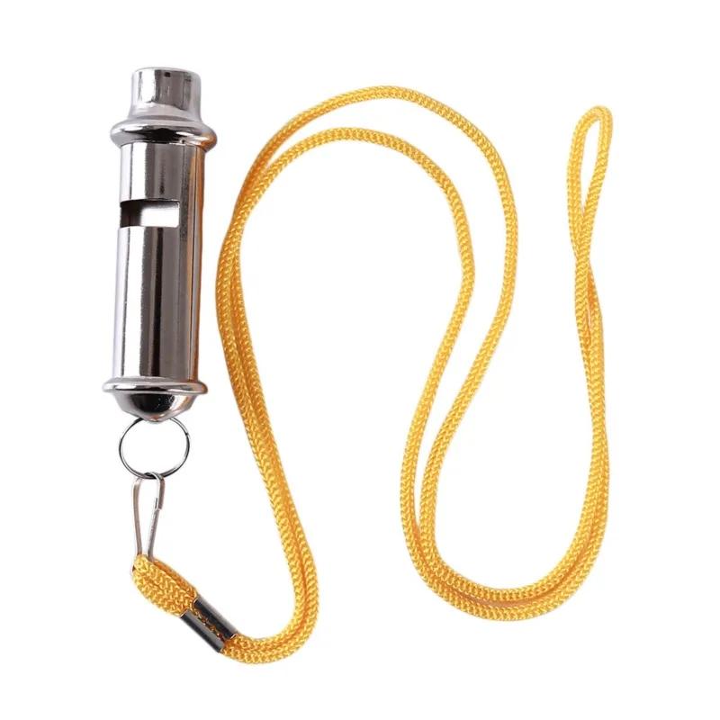 1Pcs Metal Whistle Travel Police Whistle Lifesaving Whistle Referee Sport Rugby Party Outdoor Whistle Training Yellow Lanyard