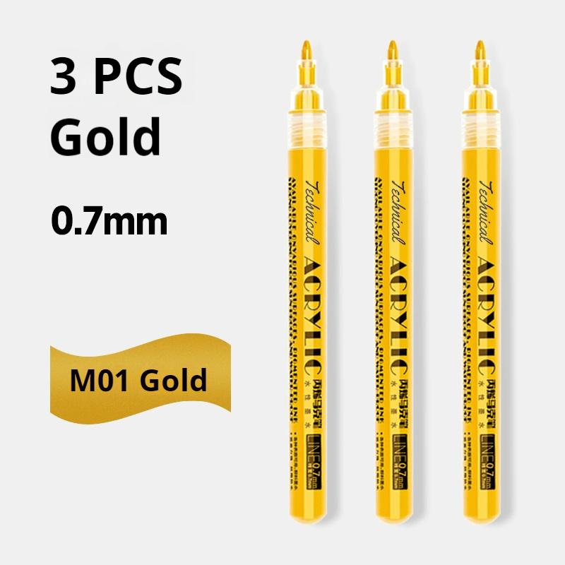 Metallic Marker Pen 0.7/1.0 mm Extra Fine Acrylic Gold Silver Color Pen Back to School Supplies Highlighter Marker DIY Painting