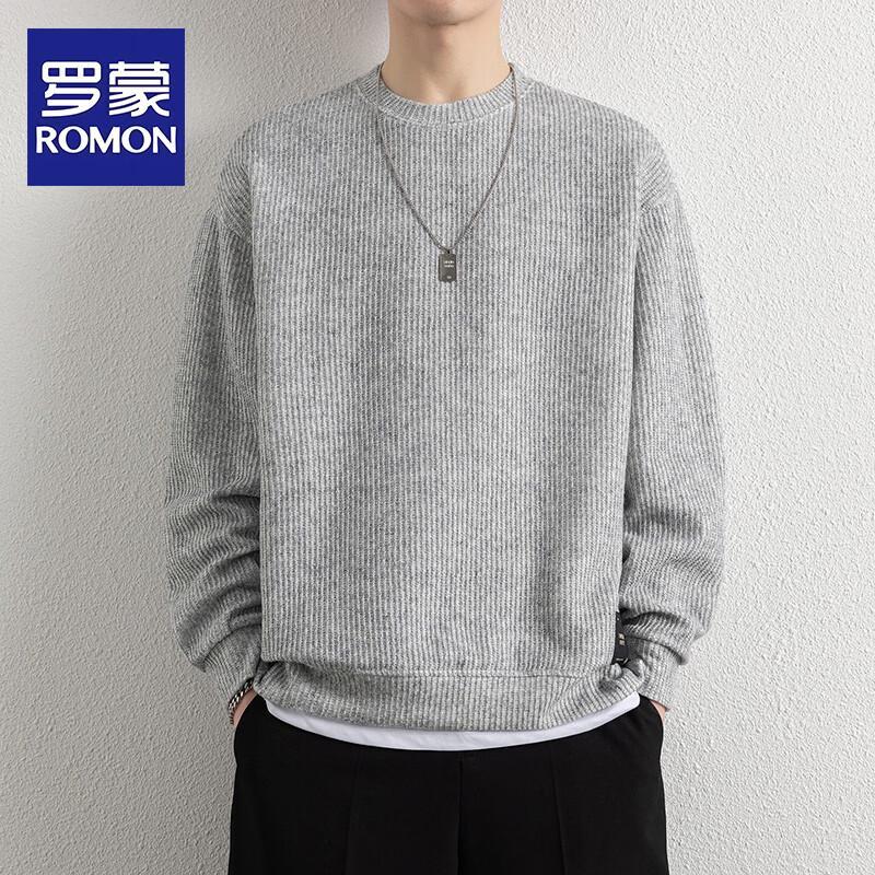 ROMON Men's Knitted Long Sleeve Fake Two-Piece Sweatshirt