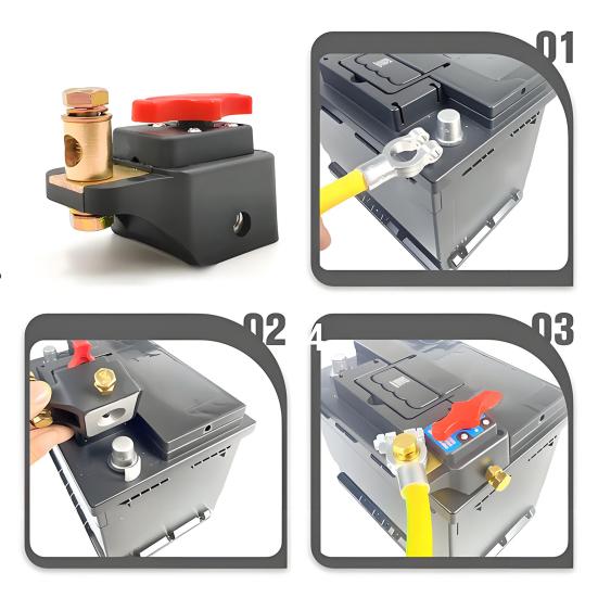 Battery Disconnect Isolator Switch 12-24V Universal Heavy Duty Brass Energy Saving Power Off Switch Smart Car Battery Disconnect Switch