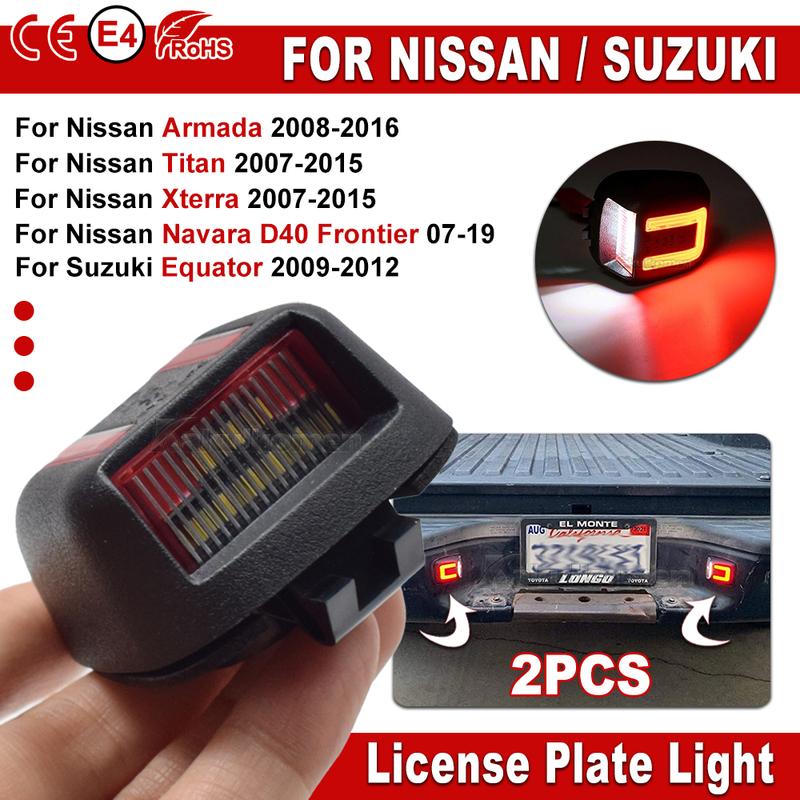 2PCS LED Number License Plate Lights Canbus White For Nissan Navara D40 Frontier Armada Titan Xterra Suzuki Equator