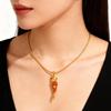 Modern Red Lacquer Carp Pendant Necklace Tarnish Resistant Stainless Steel 18k Gold Plated Everyday Jewelry Design
