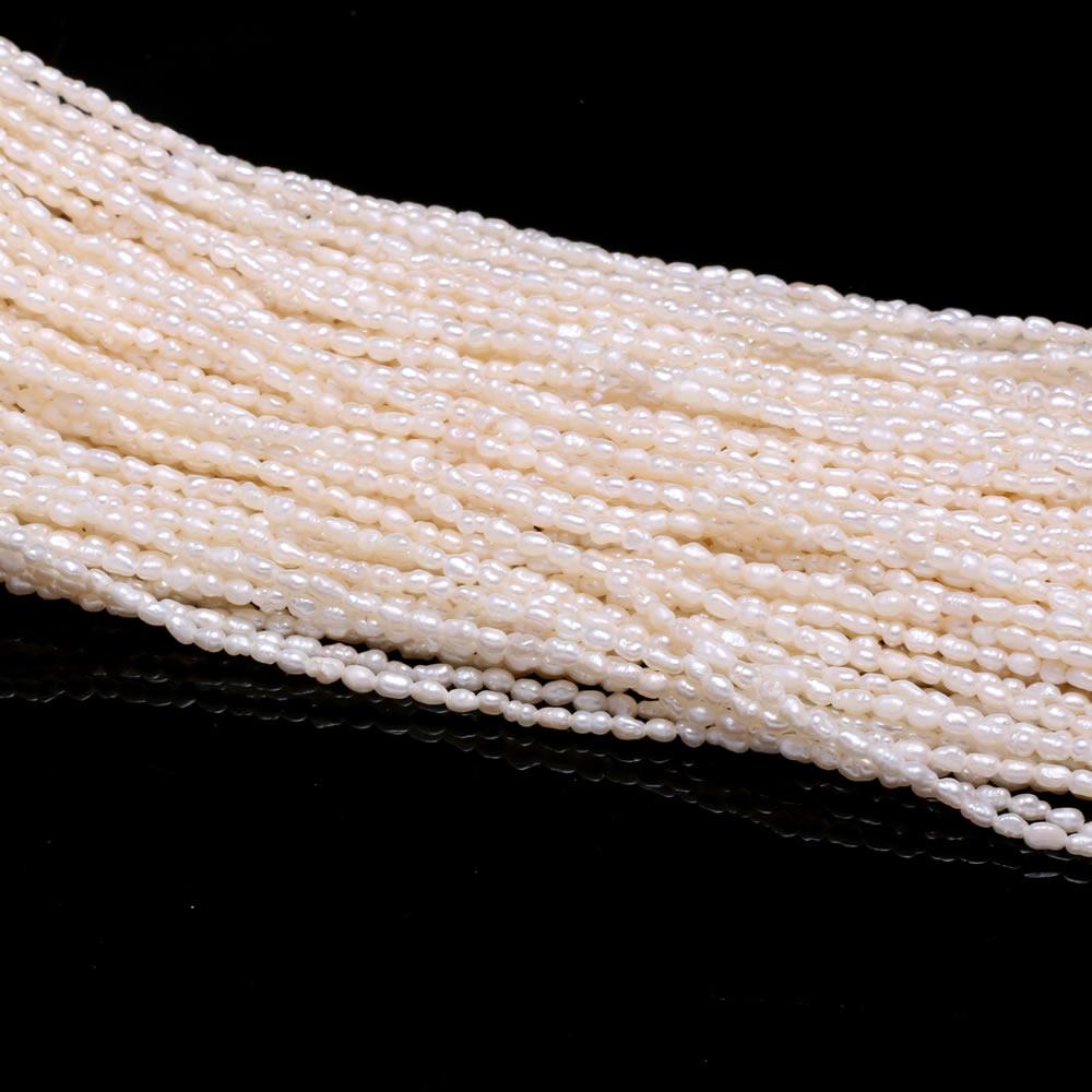 1String, White Natural Freshwater Pearls, Rice Shape Pearl Beads, 2–2.5 Mm, for DIY Necklace Accessories, Valentine's Day Gifts, 36cm