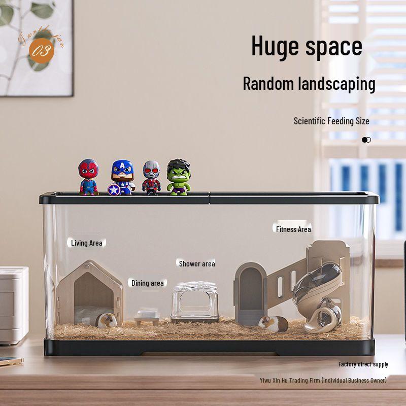 Golden Hamster Luxury Acrylic Villa - Transparent Breeding Cage with Spacious Bedroom