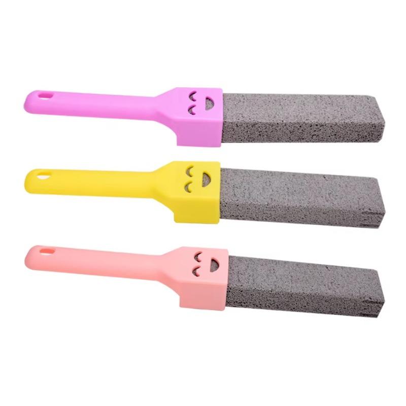 Pumice Stone Cleaning Stick Set - Stain & Rust Remover for Toilet, Kitchen, Bathroom Tiles, and Sinks - Includes Handle Brush