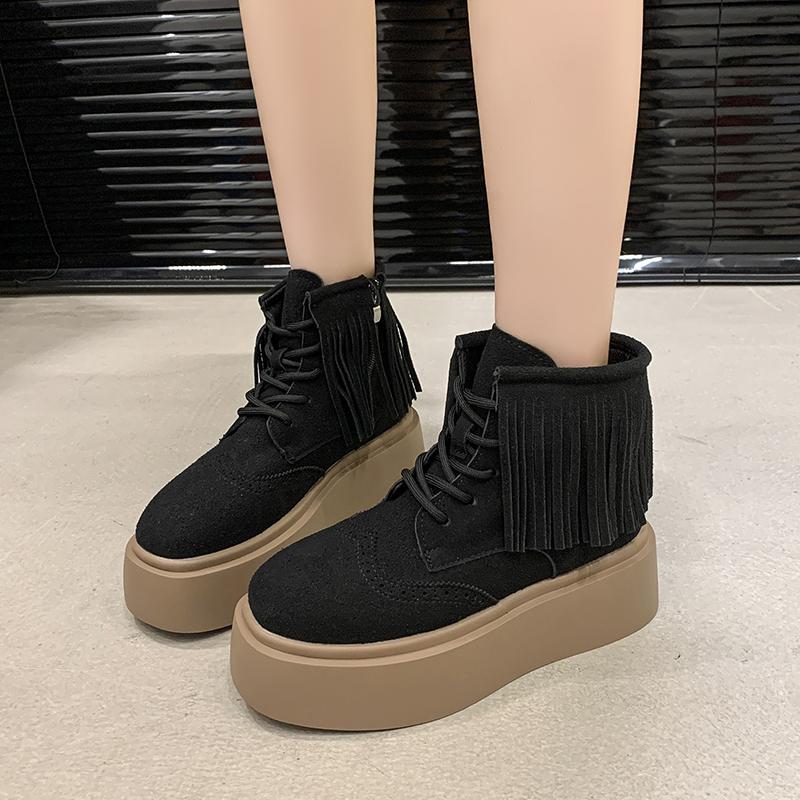 Fashion 2024 New Autumn Thick-soled Women's Fashionable and Casual Solid Color Short-leg Ankle-length Fashion Boots