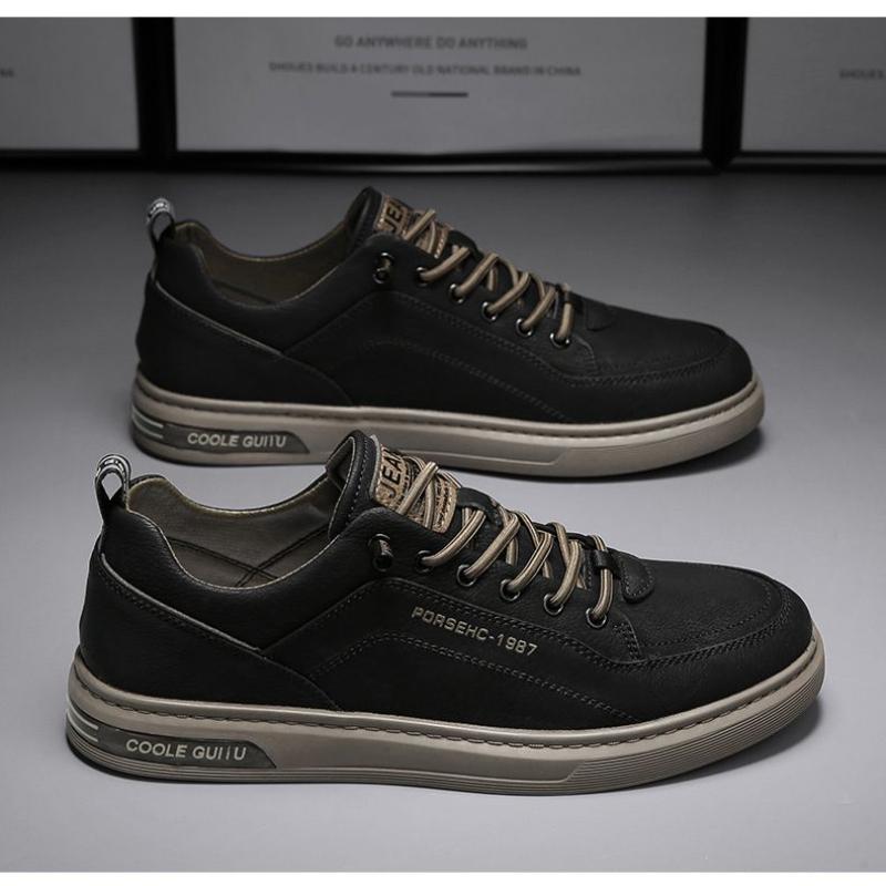 2023 New Men's Fashion Casual Leather Shoes Non-slip Wear-resistant Sports Shoes Comfortable Flat Slip-on Casual Shoes Shoes Men