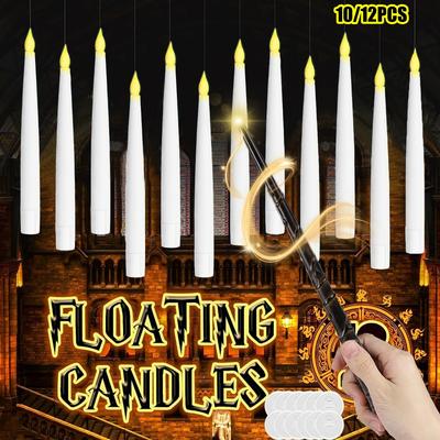 12/10 PEZZI Candele LED Galleggianti con Bacchetta Magica Candela Volante Senza Fiamma Candele Scintillanti per Decorazione di Matrimonio e Festività