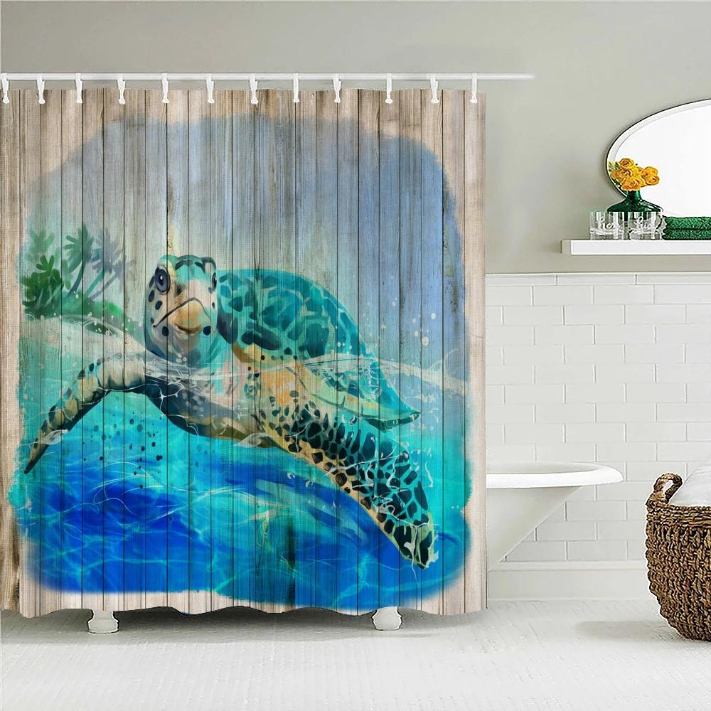 

Ocean Sea Turtle Shower Curtain Sunset Underwater World Bathroom Curtains Waterproof Polyester Fabric Home Decor With 12 Hooks W60H190(CM)-1 Pcs
