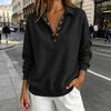 Women's Casual V Neck Pullover Sweatshirt Long Sleeve Button Front Top Relaxed Fit Lightweight Fabric Suitable for Everyday Wear