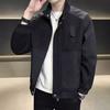 Men Jacket Stand Collar Long Sleeve Zipper Placket Jacket Coat Solid Color Retro Corduroy Jacket Short Style Windbreaker