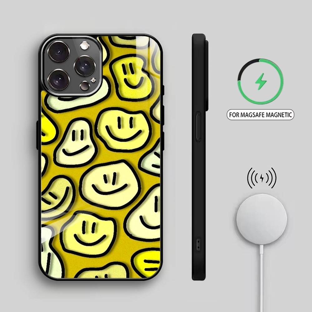 C-Cute Smile A-Art Phone Case For iPhone17,16,15,14,13,12,11 Plus,Pro Max Magnetic For Magsafe Wireless Charging