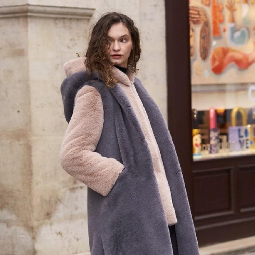 Lem Nplet Women Faux Fur Hooded Maxi Vest Lvt009krfkf