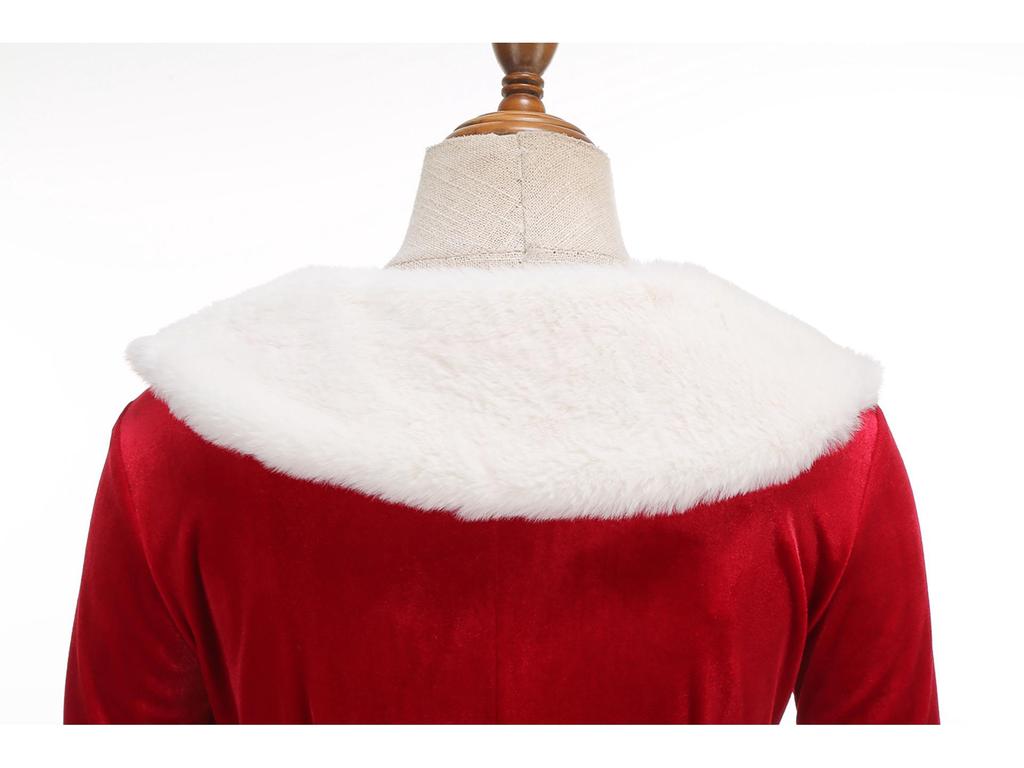 2025 Retro Velvet Christmas Dress with Fur Collar for Women