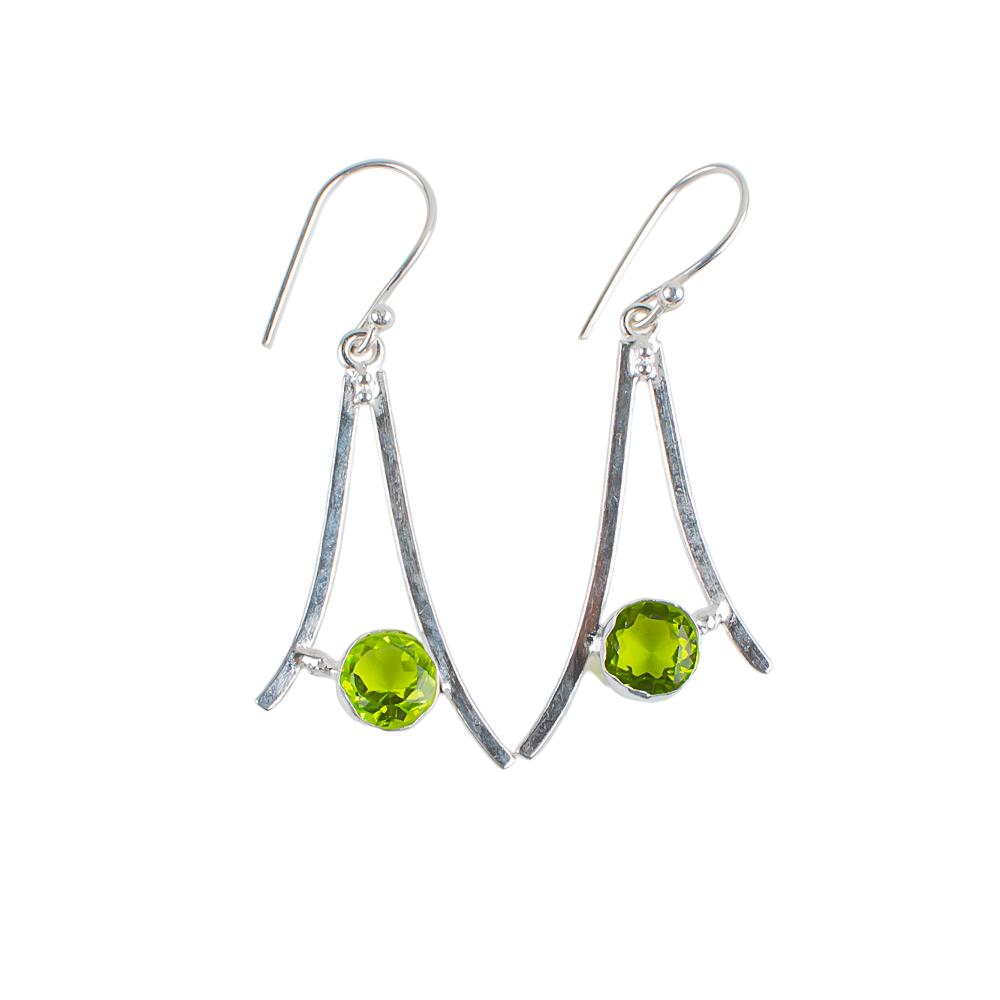 Peridot Gemstone 925 Sterling Silver Jewelry Handmade Women Gift Earrings 1.45" EE-66-3