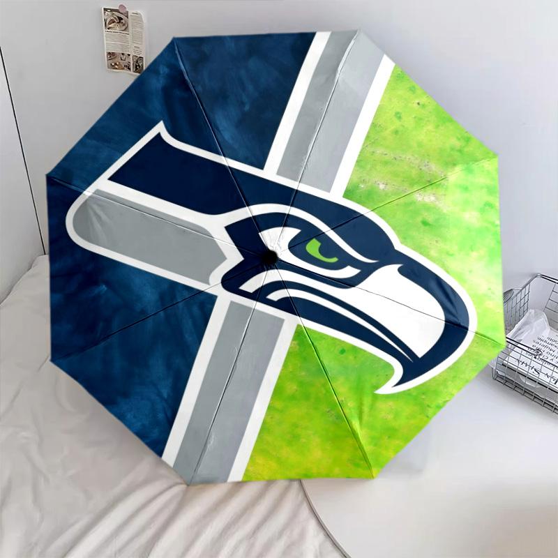 Seattle Seahawks pattern, automatic folding umbrella, portable and foldable design, 8 ribs, a Christmas or birthday gift.