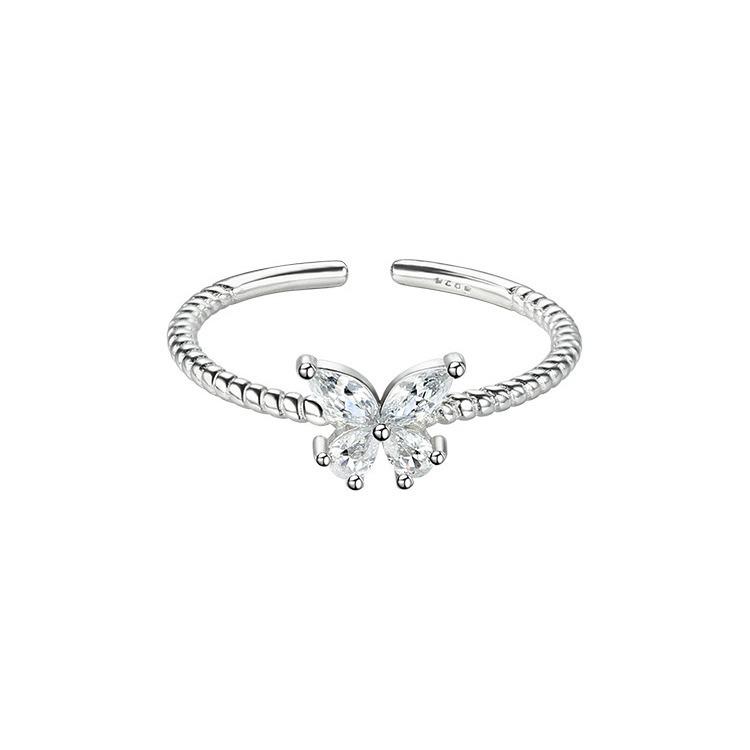 Women's 925 Silver Plated Butterfly Ring - Niche Summer Fairy Design for Index Finger