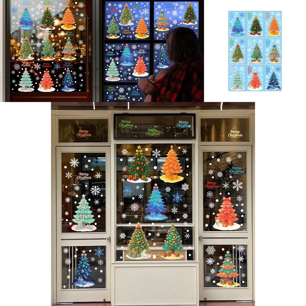 Christmas Tree Pvc Window Decal With Snowflake Static Cling For Holiday Decor