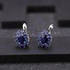 Fashion 1.89Ct Natural Blue Sapphire Earrings 925 Sterling Silver Gemstones Vintage Stud Earrings for Women Fine Jewelry