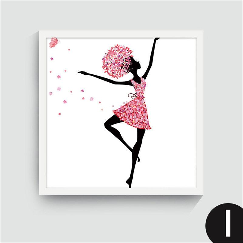 Nordic Canvas Painting Cartoon Square Posters Dancing Riding a Bike Horse Driving a Car Beautiful Girls for Girl's Room