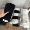 Falling Pool Knitwear Black & White Fluffy Narrow Stripe Scarf – Versatile Y2K Style for Women