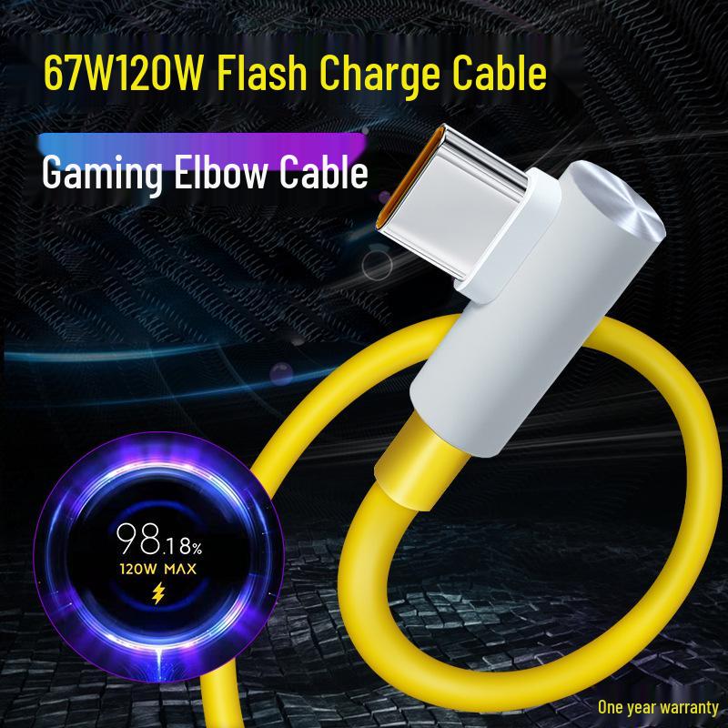 Black Shark 4 Pro/4S/5 Pro/5RS 120W Fast Charging Elbow Gaming Cable