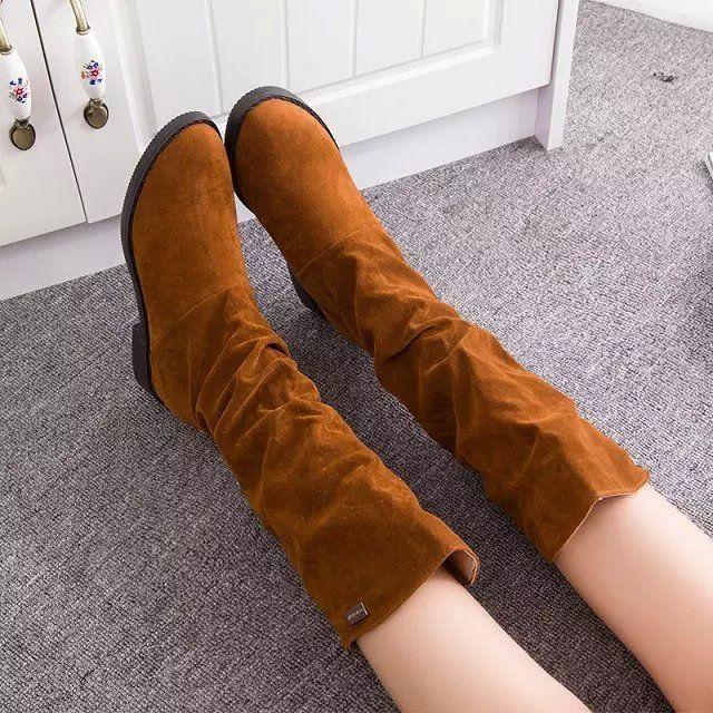 Boots Women 2025 New Fleece Inner Height Increase Medium Boots Knight Boots Frosted Sleeve Warm Student Red Boots