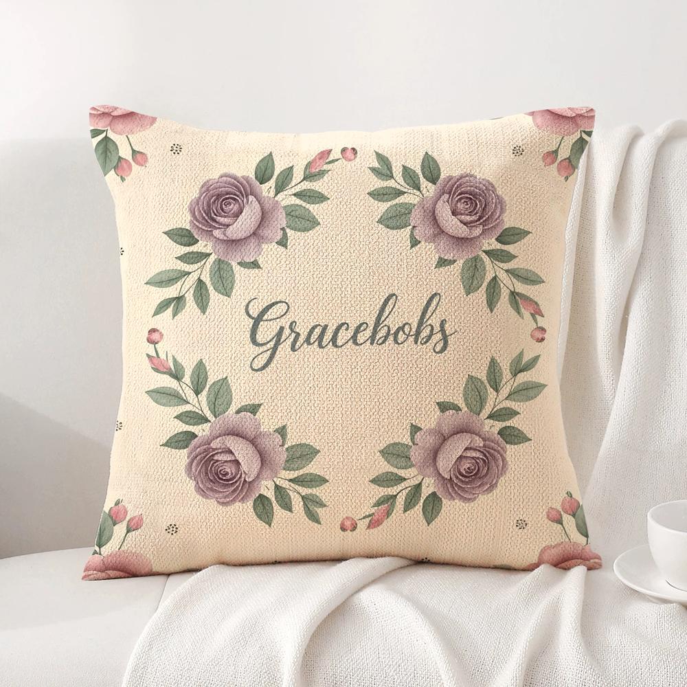 Spring Floral Cushion Cover Natural Linen Organic Fabric Double-Sided Printing Sofa Home Decor Gift Pillow Cover