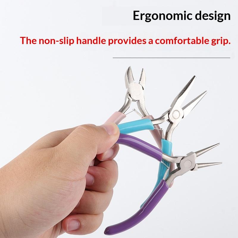 Jewelry Making Plier Tool Set Stainless Steel Non-Slip Handles Ideal Gift for DIY Craft Hobby Lovers Adults Kids