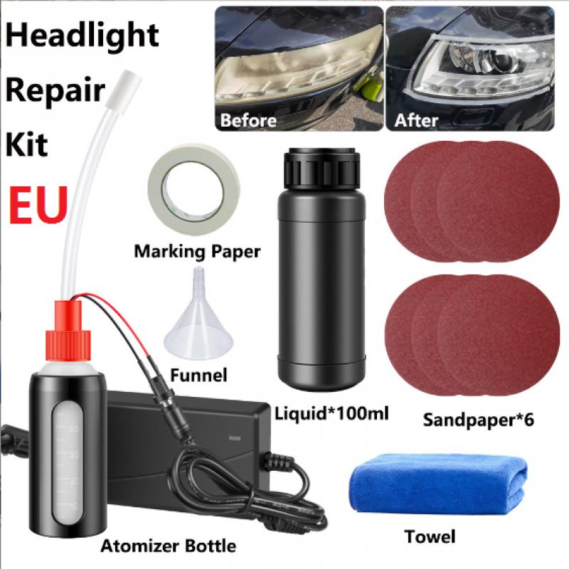 

Набор для полировки фар автомобиля 100 мл Набор для восстановления фар автомобиля Восстановление Ремонт Гидрофобный Набор для восстановления фар EU plug kit